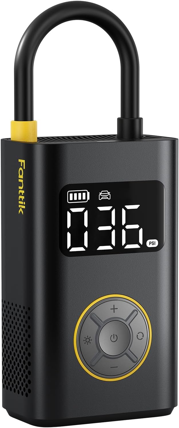 Fanttik X9 Pro Tire Inflator inflating a motorcycle tire.