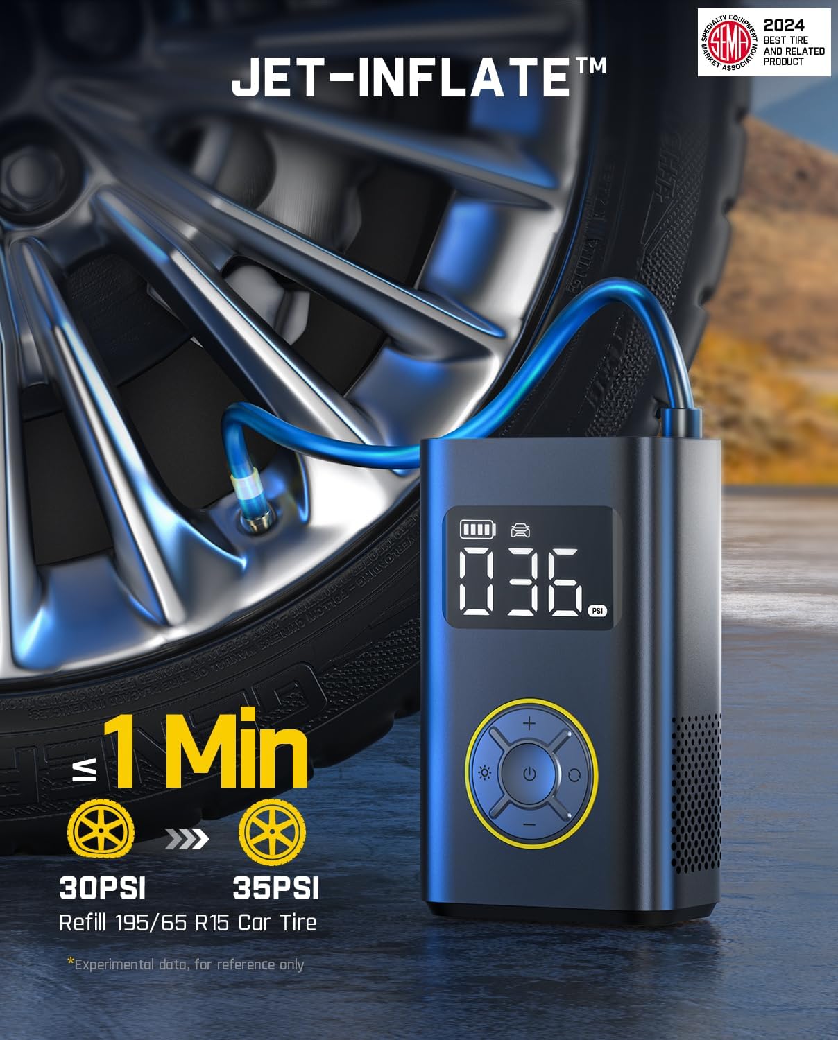 Fanttik X9 Pro Tire Inflator LED digital display.