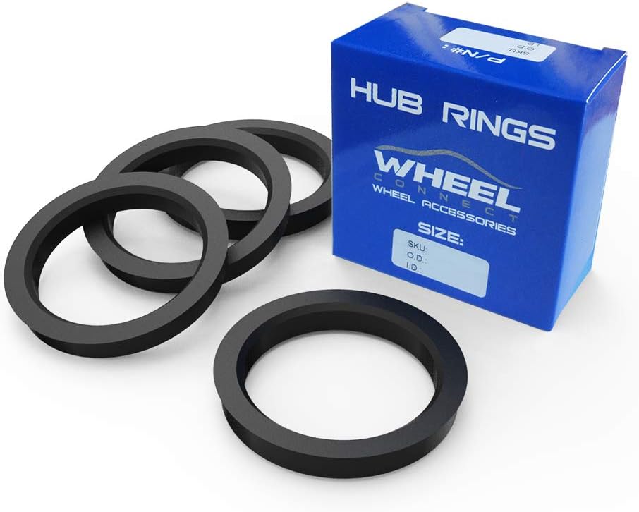 Blue WHEEL CONNECT packaging with four black plastic hub rings