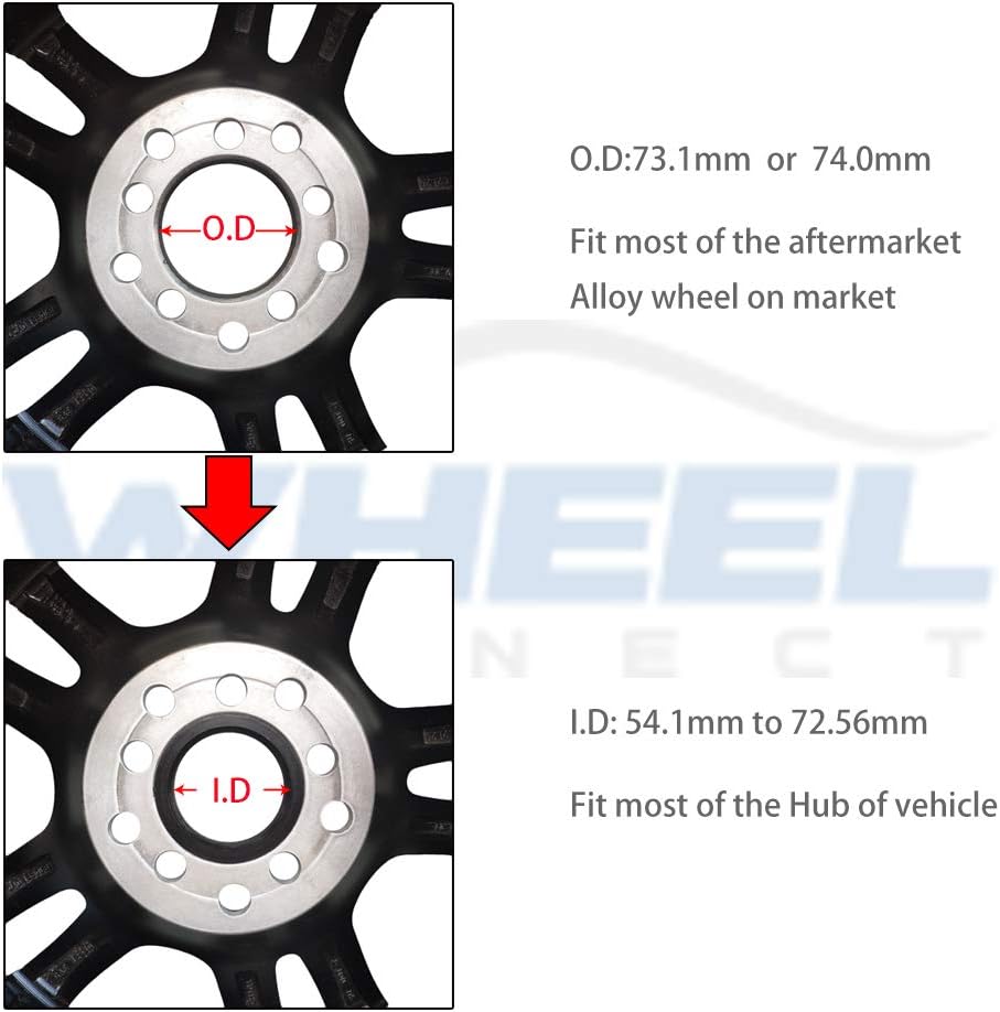 Illustration of hub ring application to alloy wheels